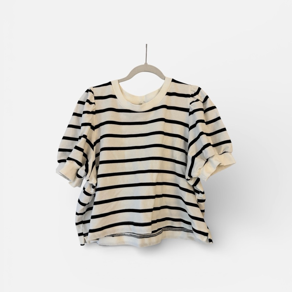 H&M Women's Top - Black and Cream Stripes